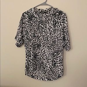 Collared Dalmatian Print Top